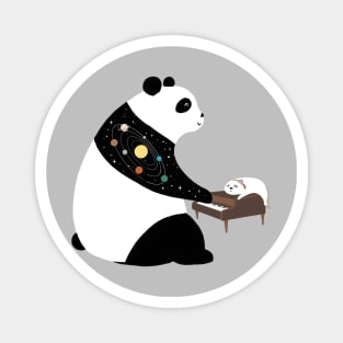 Fat panda pianist and lazy cat Magnet